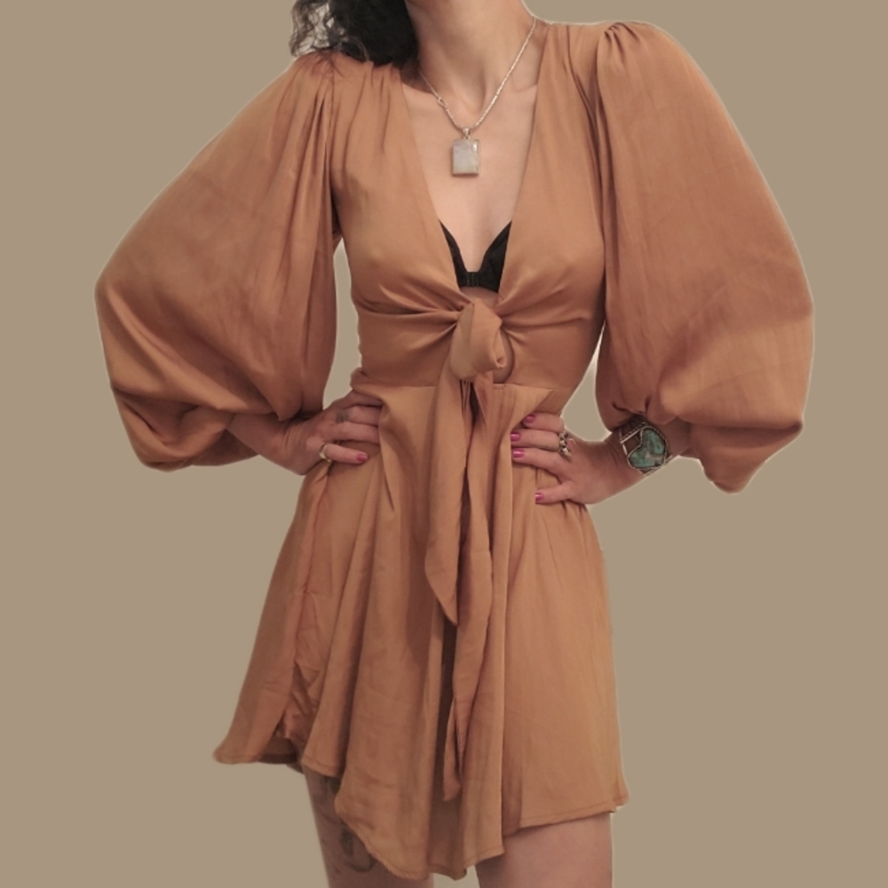 SAINTS + SECRETS Puff Sleeve Mini Dress S